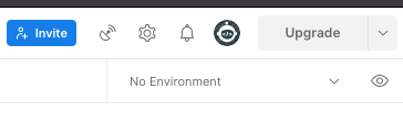 A screenshot of the top right of the Postman interface. The 'No Environment' dropdown is selected.