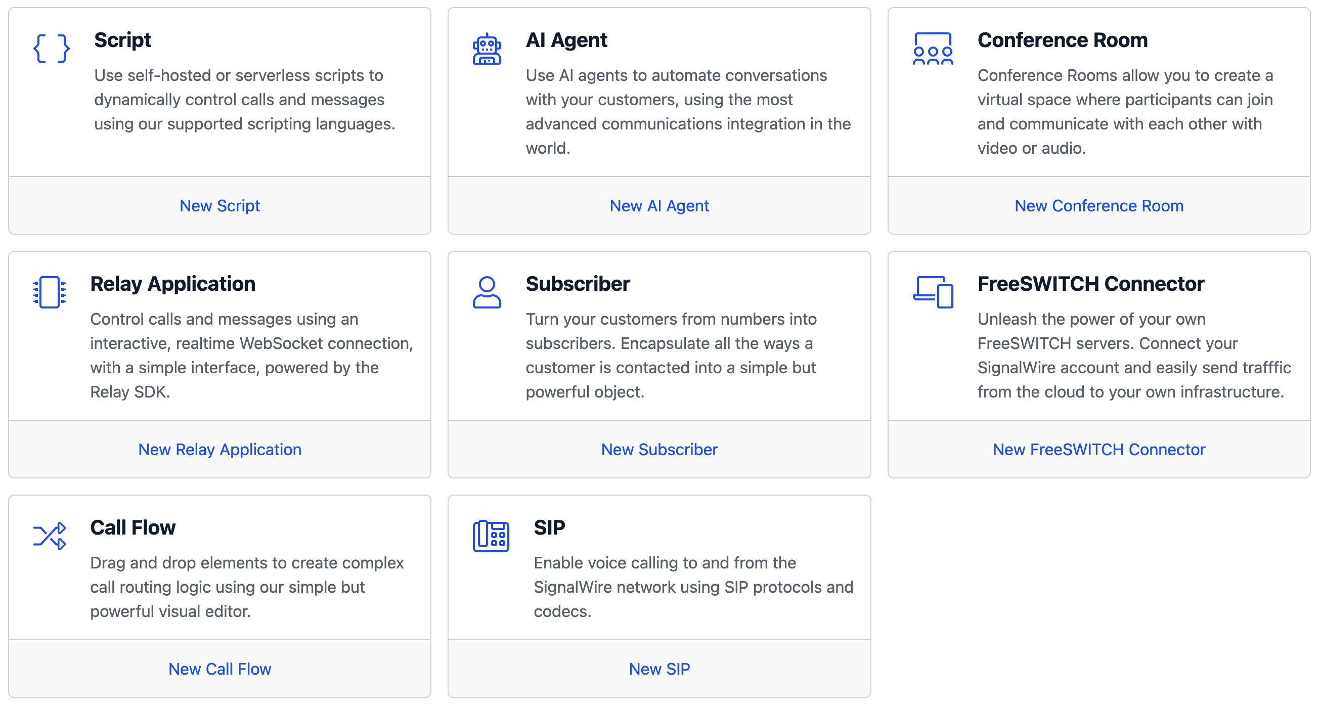 The selection menu when a new Resource is created.